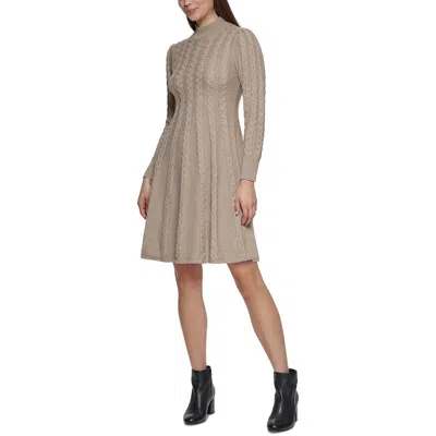 JESSICA HOWARD PETITES WOMENS KNIT CABLE KNIT SWEATERDRESS