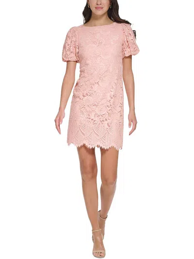 Jessica Howard Petites Womens Lace Short Sheath Dress In Pink