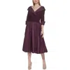 Jessica Howard Petites Womens Mixed Media Polyester Fit & Flare Dress In Beige
