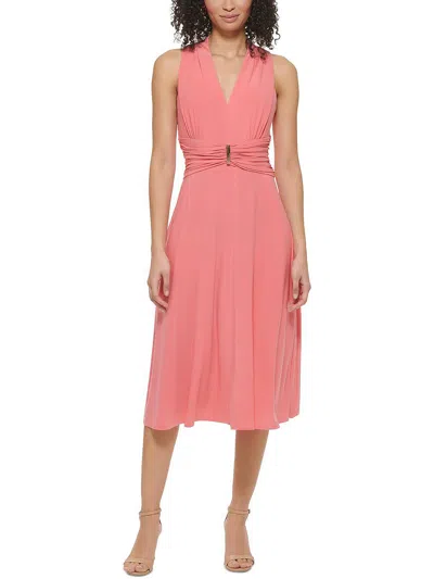 Jessica Howard Petites Womens Office Career Midi Dress In Pink