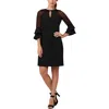 Jessica Howard Petites Womens Polka Dot Polyester Sheath Dress In Black