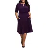 Jessica Howard Petites Womens Ruched Polyester Midi Dress
