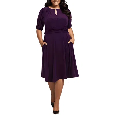 Jessica Howard Petites Womens Ruched Polyester Midi Dress