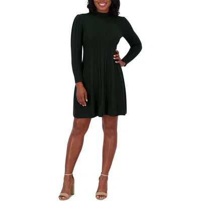 Jessica Howard Petites Womens Textured Acrylic Sweaterdress In Green