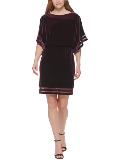 Jessica Howard Petites Womens Velvet Knee Shift Dress In Black