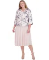 Jessica Howard Plus Size 3/4-sleeve Jacket & Sleeveless Midi Dress In Blush