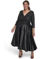 Jessica Howard Plus Size 3/4-sleeve V-neck Dress In Black