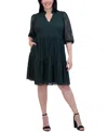 Jessica Howard Plus Size Balloon-sleeve A-line Dress In Hunter