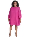 Jessica Howard Plus Size Clip-dot Chiffon Boat-neck Dress In Raspberry