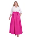 Jessica Howard Women's Colorblocked Collared Evening Gown In Fuschia