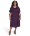 Jessica Howard Plus Size Cowl Neck Belted Midi Dress In Purple