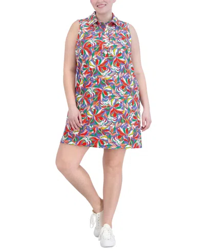 Jessica Howard Plus Size Printed Sleeveless Shift Dress In Multi