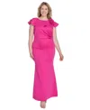 Jessica Howard Plus Size Ruffle-sleeve Rosette-trim A-line Gown
