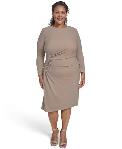 Jessica Howard Plus Size Shirred Waist Sheath Dress In Gray