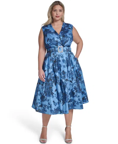 Jessica Howard Plus Size Sleeveless Surplice V-neck Dress In Animal Print