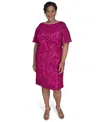Jessica Howard Plus Size Soutache Lace Flutter-sleeve Dress In Purple