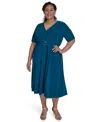 Jessica Howard Plus Size V-neck Jersey Midi Dress
