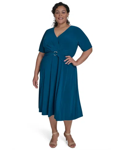 Jessica Howard Plus Size V-neck Jersey Midi Dress