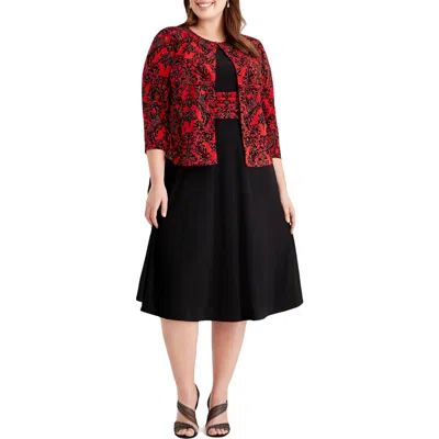 Jessica Howard Plus Womens 2 Pc Embellished Two Piece Dress In Black