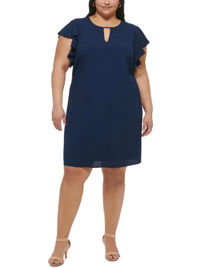 Jessica Howard Plus Womens Business Midi Sheath Dress In Blue