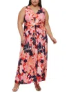JESSICA HOWARD PLUS WOMENS FLORAL PRINT POLYESTER MAXI DRESS