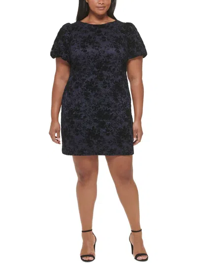 Jessica Howard Plus Womens Lacy Knee-length Shift Dress In Blue
