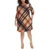 Jessica Howard Plus Womens Plaid Polyester Midi Dress In Multi
