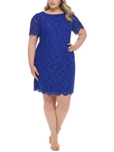 Jessica Howard Plus Womens Semi-formal Above-knee Shift Dress In Blue