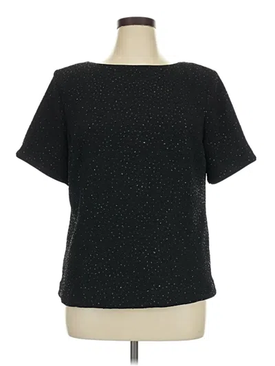 Pre-owned Jessica Howard Short Sleeve Top Black Stars Pattern Crew Neck Tops