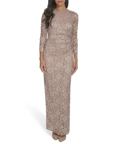 Jessica Howard Women's 3/4-sleeve Side Tuck Gown In Gold