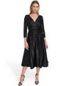 Jessica Howard Women's 3/4-sleeve Surplus Bodice Ruched Waist Dress In Black