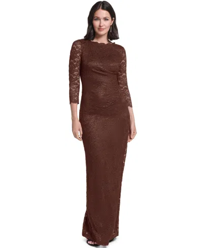 Jessica Howard Women's 3/4-sleeve Side Tuck Sheath Dress In Brown
