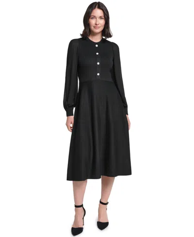 Jessica Howard Women's A-line Midi Sweater Dress In Black
