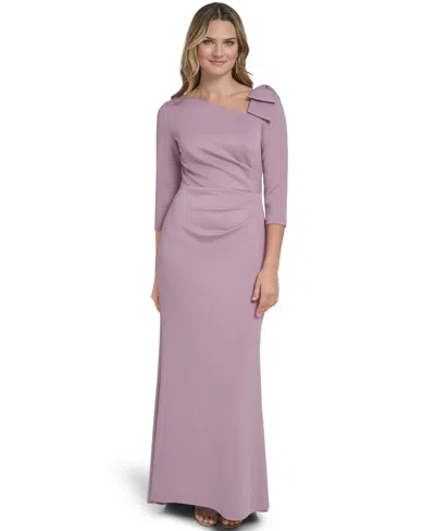 Jessica Howard Women's Asymmetrical Neck Side Tuck Ball Gown In Purple