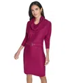 Jessica Howard Women's Belted Sweater Dress In Purple
