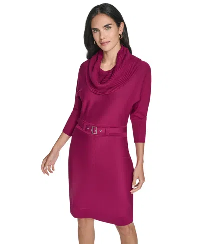 Jessica Howard Women's Belted Sweater Dress In Purple
