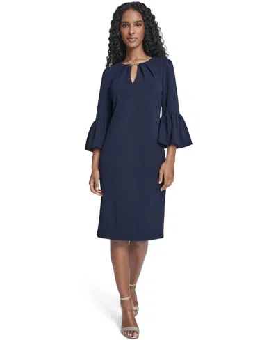 Jessica Howard Women's Bubble-sleeve Sheath Dress In Blue