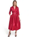 Jessica Howard Women's Collared V-neck Shirt Dress In Red