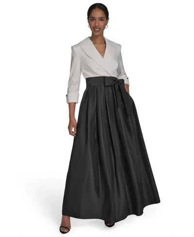 Jessica Howard Women's Colorblocked V-neck Ball Gown In Multi
