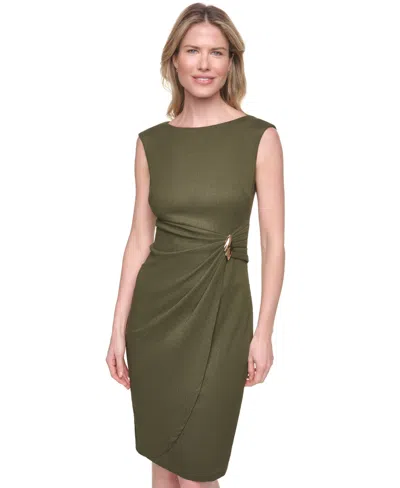 Jessica Howard Women's Crinkle Knit Sheath Dress In Green