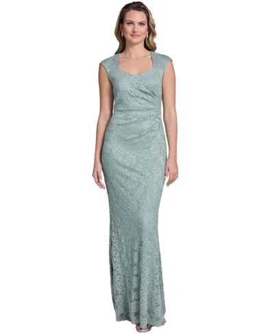 Jessica Howard Women's Extended Cap-sleeve Sweetheart Neck Side Tuck Gown In Gray