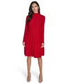 Jessica Howard Women's Fit And Flare Pull-on Sweater Dress In Red