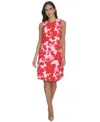 Jessica Howard Women's Floral-print Sleeveless Shift Dress In Red
