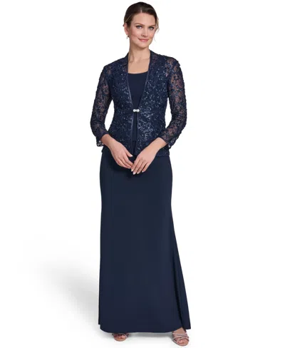 Jessica Howard Women's Jewel Neck Jacket Ball Gown In Multi