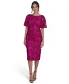 Jessica Howard Plus Size Soutache Lace Flutter-sleeve Dress In Purple