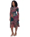 Jessica Howard Petite Printed Ruched-waist Midi Dress In Mul