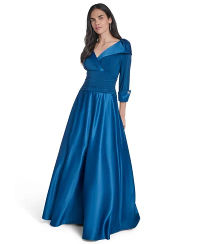 Jessica Howard Women's Petite 3/4-sleeve Dress In Blue