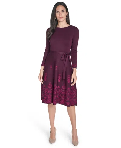 Jessica Howard Women's Placement Print Fit And Flare Dress In Purple