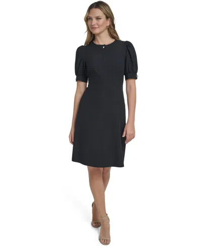Jessica Howard Women's Puff-sleeve Short Dress In Black