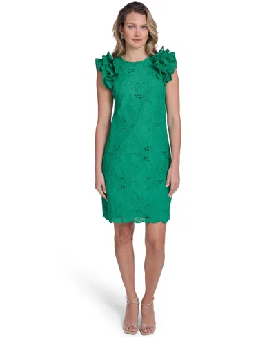 Jessica Howard Women's Sleeveless Crew Neck Sheath Dress In Green